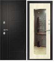 Дверь мет МЕДЕЯ 311 Сатин чёрный,МДФ 10 мм,Филадельфия крем 101Z , хром (2050*860, R, правая)