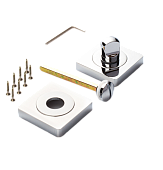 Завертка на квадратной розетке РЕНЦ (супер белый/хром блестящий, арт. INBK 02 SW/CP)
