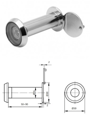 Глазок DV3, 16/50*90 хром