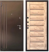 Тульские двери   Б 29 Болтон (антик медь,МДФ царга RE11,дуб болтон, черн. стекло,два контура, хром) (2050*960, R, правая)