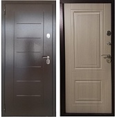 Тульские двери Б35 Термо SIP(медь, тиснение лесенка, МДФ 12мм дуб эко,2петли,1,2мм, хром) (2050*960, правая)