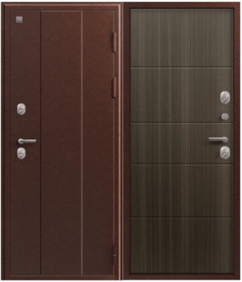 Дверь мет Т-100 (ТЕРМО), Медь антик - Миндаль, хром