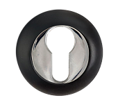 Накладка на цилиндр на круглой розетке РЕНЦ (черный/хром блестящий, арт. INET 08 B/CP)