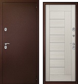 Дверь металл ТермоБокс (медь,ЦАРГА 22мм+молдинг, ПВХ Бьянко, 2 петли, ф-ра хром) (2050*960, правая)