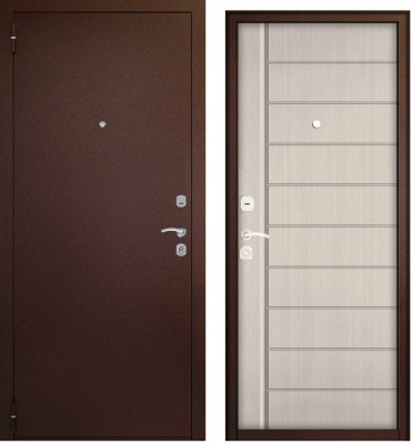 Тульские двери  Е2  ВИТА-NEW, хром (антик медный, МДФ Лиственница беленая)