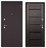 ФЭМЕЛИ ЭКО, МДФ ларче шоколад СР-142 лакобель черное, 2 замка (2050*860, правая, букле шоколад, хром)