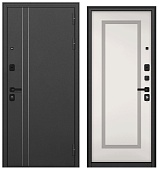 Бульдорс ТРАСТ МАСС, Д-5, МДФ белый софт 189  (2050*860, правая, черный муар металлик, черный)