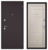 ФЭМЕЛИ ЭКО, МДФ ларче бьянко СР-142 лакобель белое, 2 замка (2050*860, правая, букле шоколад, хром)