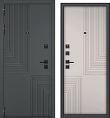 Дверь металл Галеон-1 (МДФ графит шагрень/МДФ веллюто ферро) (2050*960, левая, шагрень 7024, черн.фурн)