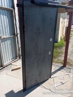 Бульдорс MASS-90, букле шоколад, МДФ бетон темный 9S-130, МДФ роял дуб белый 9S-130, хром, 2050*860, левая, лот 9261396