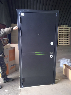 BULDOORS TRUST MASS, D-4, МДФ дуб белый матовый 9SD-1, 2050*960, левая, черный муар металлик, хром, лот 16017722
