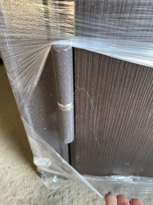 Бульдорс MASS-90, букле шоколад, МДФ ларче шоколад 9S-104, МДФ ларче белый 9S-104, хром, 2050*960, левая, лот 9261472