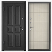 Дверь металл ТОРЭКС ДЭЛЬТА ПРО MP, т-сер.букле графит ВДМ-1, ПВХ БЕЛ перламутр, Д6-23, хром, маг (2050*950, L, левая)