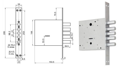 Замок Border ЗВ8-8К5 (Просам)(Сувальдный дополнительный  для Бульдорс 44,45)