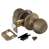 Комплект ручек с межкомнатной защелкой DK682 AJAX (кноб-шарик) (44421, AB-PS бронза, без фиксатора)