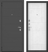 Дверь металл Агрия 2К ( МДФ силк титан / МДФ лофт белый ) (2050*860, левая)