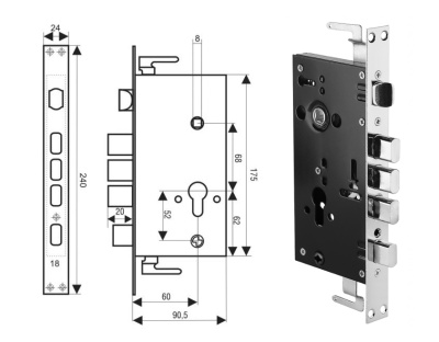 Замок врезной цилиндровый для AS