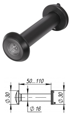 Глазок дверной черн кругл