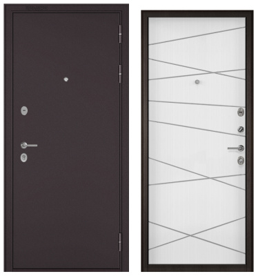 Бульдорс MASS-90 три контура, букле шоколад, МДФ Ларче белый 9S-130, хром, 2050*960, правая, лот H891653