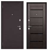 ФЭМЕЛИ ЭКО, МДФ ларче шоколад СР-142 лакобель черное, 2 замка (2050*960, левая, букле шоколад, хром)