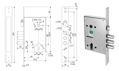 Замок врезной ЦИЛИНДРОВЫЙ Гардиан  3211