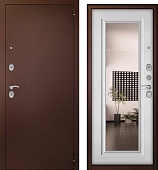 Дверь мет. Беркана (медный антик/МДФ белый матовый, зерк.вставка) (2050*860, правая)