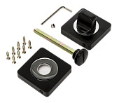 Завертка на квадратной розетке РЕНЦ (черный/хром блестящий, арт. INBK 02 B/CP)