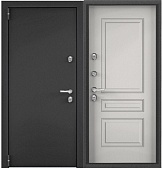 Дверь металл ТОРЭКС СНЕГИРЬ ПРО MP, т-сер букле графит, ПВХ Бьянко, С60-С3, хром, НАКЛ (2050*950, L, левая, термо)