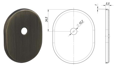 Декоративная накладка ESC 474 (90х65) СP на шток