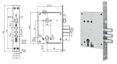 Замок Бордер 3В4-3/85М (цилиндровый)