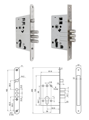 Замок врезной ПРОСАМ ЗВ4/31.55(для Тульских дверей АОО)