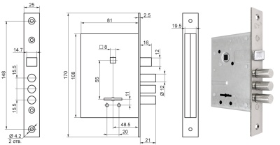 Замок Border ЗВ9-8/13 (Просам)(сувальдный замок)