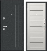 Тульские двери  Б34 Сноу (букле графит,МДФ царга RE11, Бетон снежный, черн. стекло,три контура, хром (2050*860, L, левая)