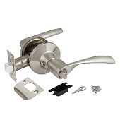 Комплект нажимных ручек с сантехнической защелкой DK610 AJAX (кноб) (39519, SN-BK мат. никель)