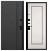 Бульдорс ТРАСТ МАСС, Д-5, МДФ белый софт 189  (2050*960, левая, черный муар металлик, черный)