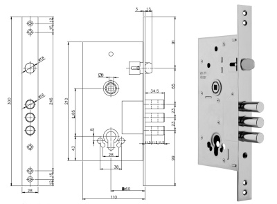 Замок основной цилиндровый Zirh Kilit 252R