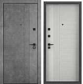 Дверь металл ТОРЭКС Х7 ПРО PP, ПВХ Бетон темно-серый, X-HT2, ПВХ Ферро, X6-HT2, черн квадр (2050*950, L, левая, темно-серый букле графит, черн.фурн)