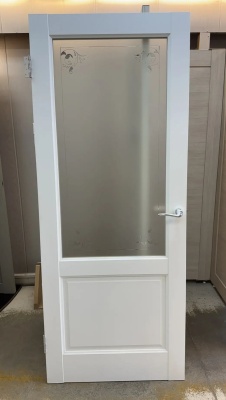 ДО 80 S4 ясень винтер, покрытие NatureWood сатинат, белое, стекло 2, прозрачный рис., универсальное, без врезки, образец ЛОТ 19394165