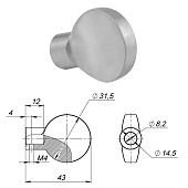 Вертушка на шток цилиндра T.Knob-D-PRO SSC-16 (сатинированный хром)