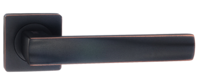 Дверная ручка Остия на квадратной розетке черная-бронза