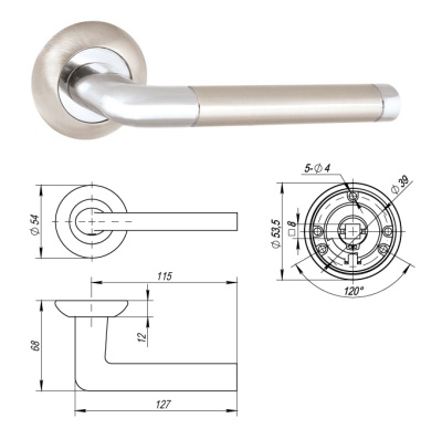 Ручка дверная Апекс Н-0883 хром (Для моделей 23,24,Laser 24,27,steel 23, steel 23 D,24 D)